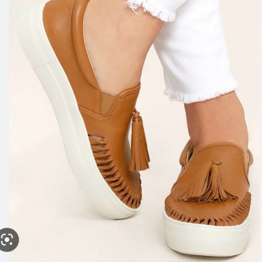 J/S Slides Brown Leather Tassel Loafers
